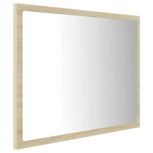 LED огледало за баня, дъб сонома, 60x8,5x37 см, акрил