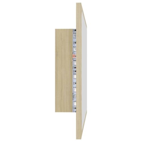 LED огледало за баня, дъб сонома, 60x8,5x37 см, акрил