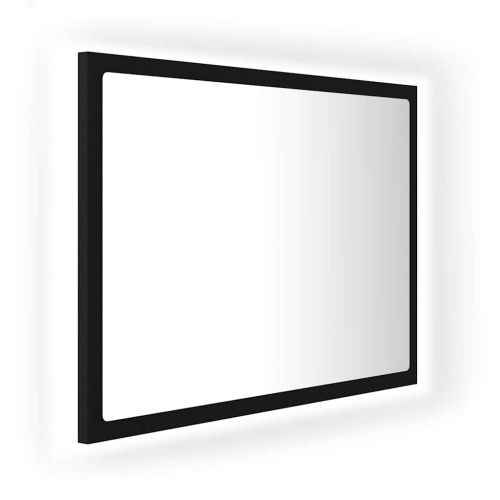 LED огледало за баня, черно, 60x8,5x37 см, акрил
