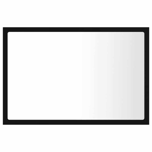 LED огледало за баня, черно, 60x8,5x37 см, акрил