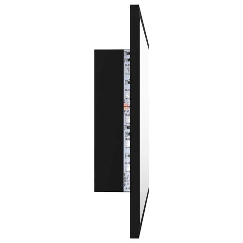 LED огледало за баня, черно, 60x8,5x37 см, акрил