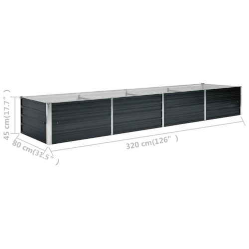 Градинска висока леха антрацит 320x80x45 см поцинкована стомана