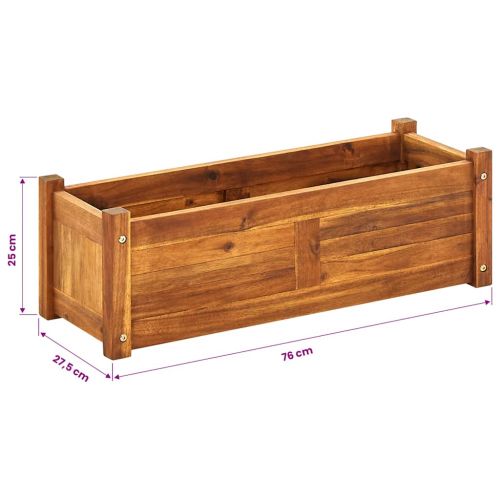 Градинска повдигната леха, акациево дърво, 76x27,6x25 см