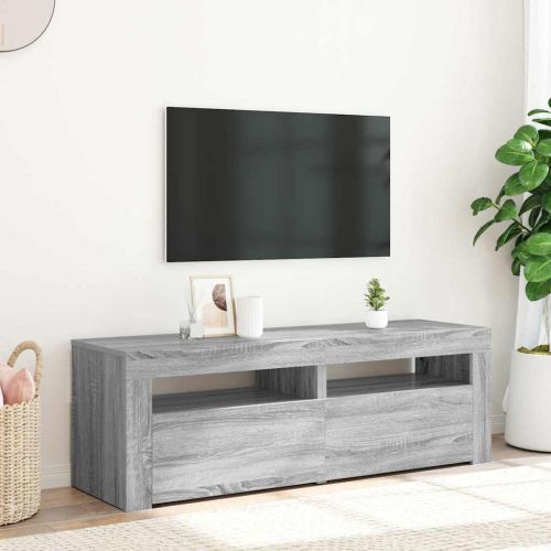 ТВ шкаф с LED осветление, сив сонома, 120x35x40 см