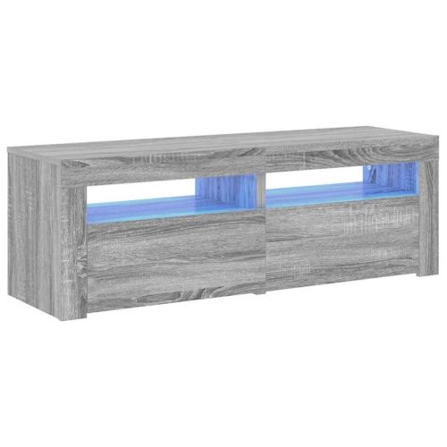 ТВ шкаф с LED осветление, сив сонома, 120x35x40 см