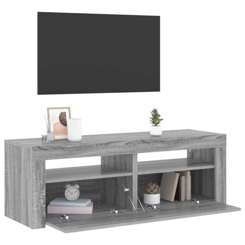 ТВ шкаф с LED осветление, сив сонома, 120x35x40 см