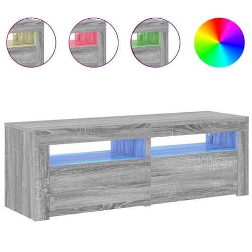 ТВ шкаф с LED осветление, сив сонома, 120x35x40 см