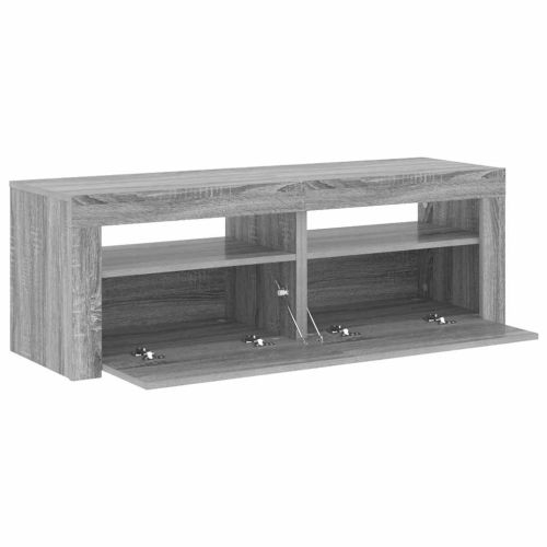 ТВ шкаф с LED осветление, сив сонома, 120x35x40 см