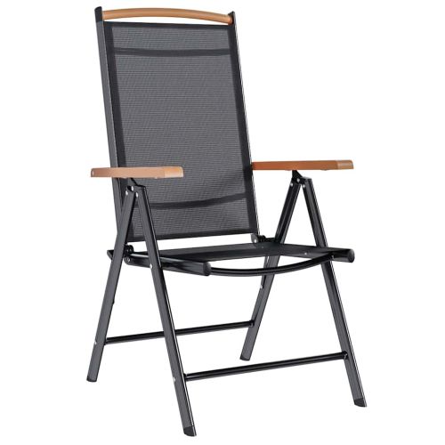 Сгъваеми столове 4 бр. Алуминий и текстилен, черни