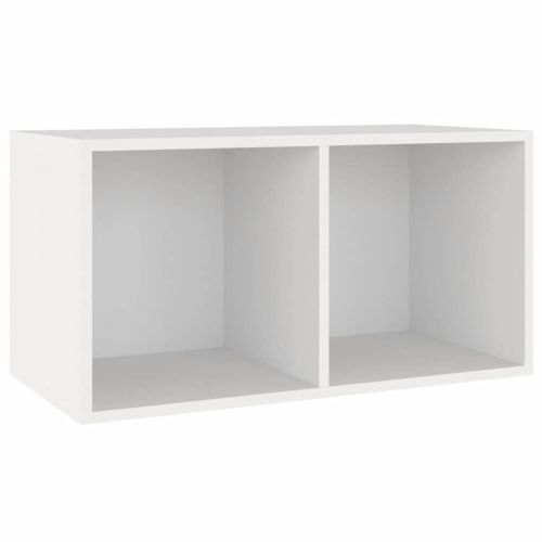 Шкаф за винилови плочи, бял, 71x34x36 см, инженерно дърво