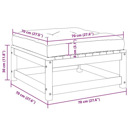 Градинска табуретка със сива възглавница борова дървесина масив