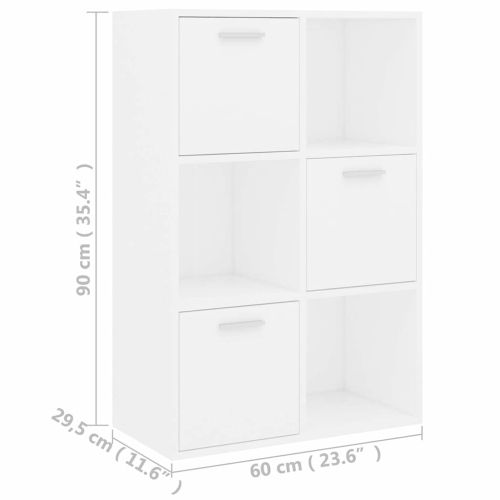 Шкаф за съхранение, бял, 60x29,5x90 см, инженерно дърво