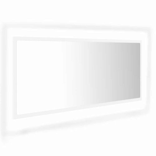 LED огледало за баня, бяло, 100x8,5x37 см, акрил