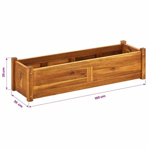 Градинска повдигната леха, акациево дърво, 100x30x25 см