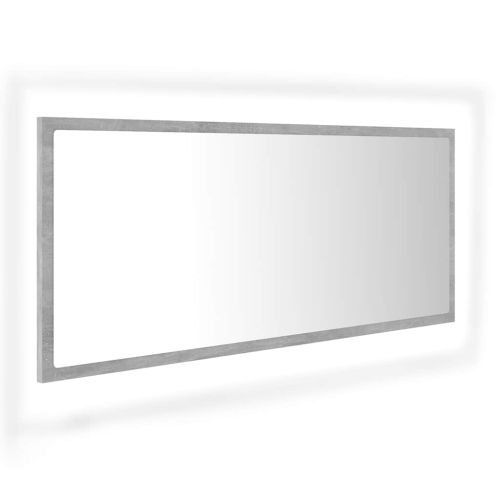 LED огледало за баня, бетонно сиво, 100x8,5x37 см, акрил