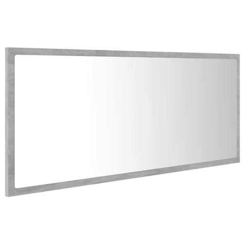 LED огледало за баня, бетонно сиво, 100x8,5x37 см, акрил