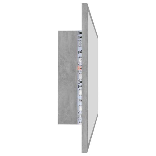 LED огледало за баня, бетонно сиво, 100x8,5x37 см, акрил