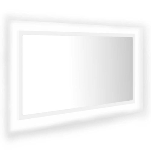 LED огледало за баня, бяло, 80x8,5x37 см, акрил