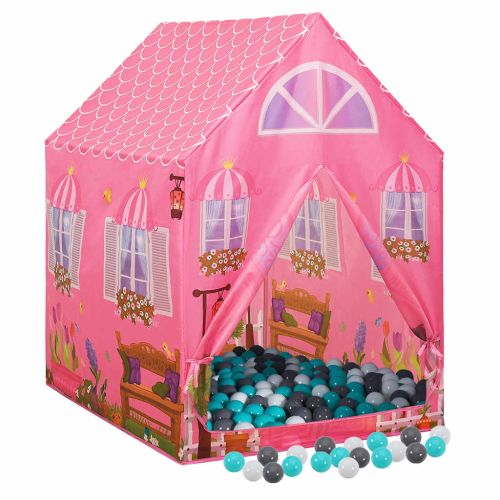 Детска палатка за игра с 250 топки розова 69x94x104 см