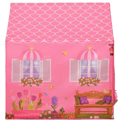 Детска палатка за игра с 250 топки розова 69x94x104 см