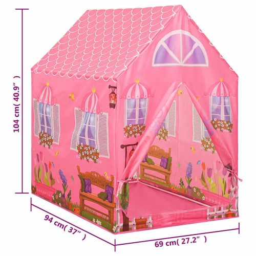 Детска палатка за игра с 250 топки розова 69x94x104 см
