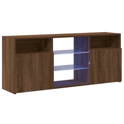 ТВ шкаф с LED осветление, кафяв дъб, 120x30x50 см