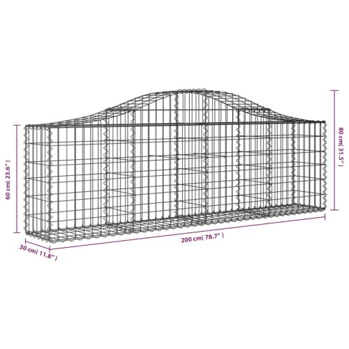 Габионни кошници арка 2 бр 200x30x60/80 см поцинковано желязо
