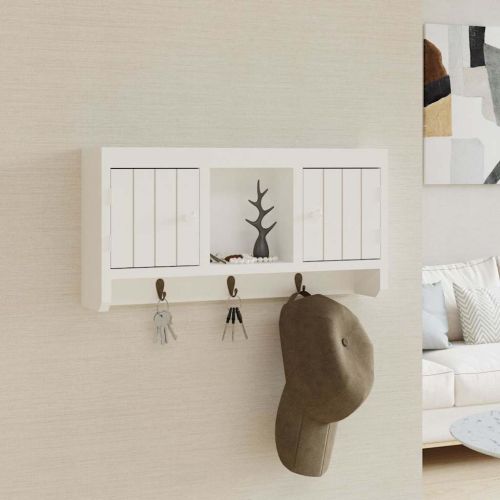Шкаф за ключове бял 40x8,5x20 см инженерно дърво и стомана