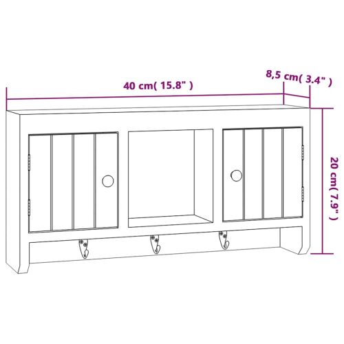 Шкаф за ключове бял 40x8,5x20 см инженерно дърво и стомана