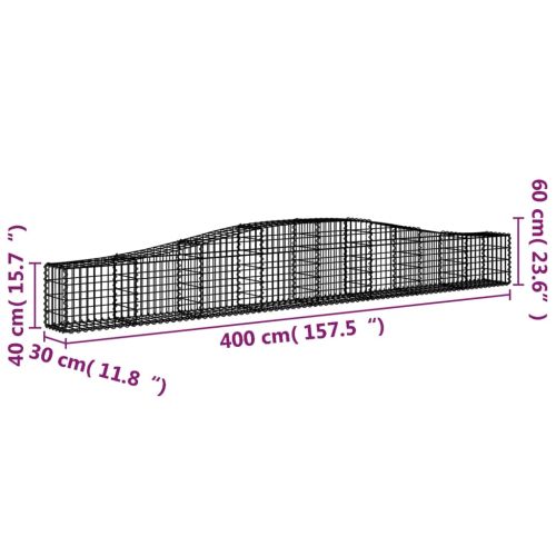 Габионни кошници арка 2 бр 400x30x40/60 см поцинковано желязо