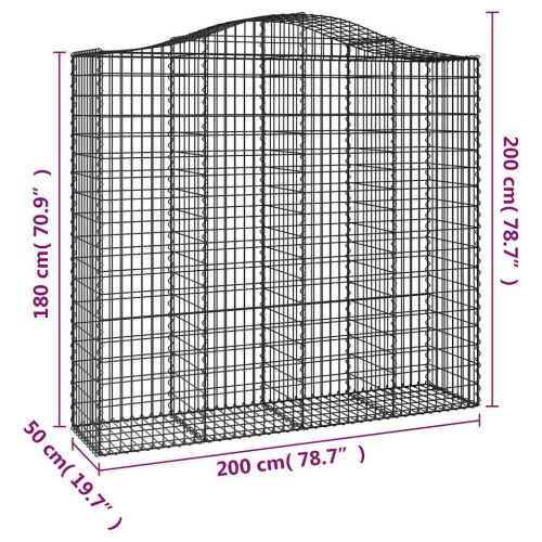 Габионни кошници арка 2 бр 200x50x180/200 см поцинковано желязо