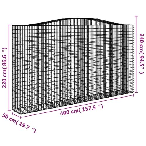 Габионни кошници арка 2 бр 400x50x220/240 см поцинковано желязо