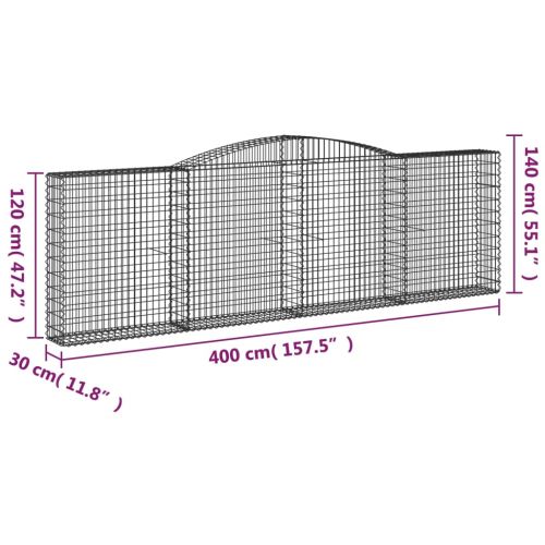 Габионни кошници арка 5 бр 400x30x120/140см поцинковано желязо