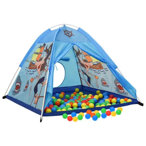 Детска палатка за игра с 250 топки, синя, 120x120x90 см