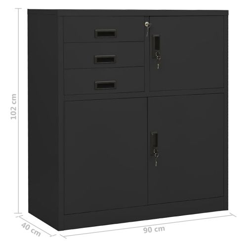 Офис шкаф, антрацит, 90x40x102 см, стомана