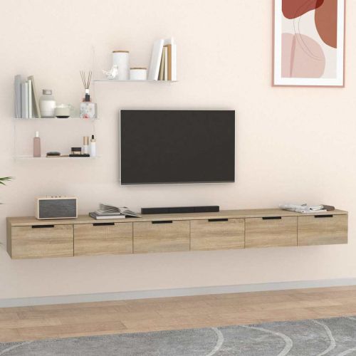 Стенни шкафове 2 бр сонома дъб 102x30x20 см инженерно дърво