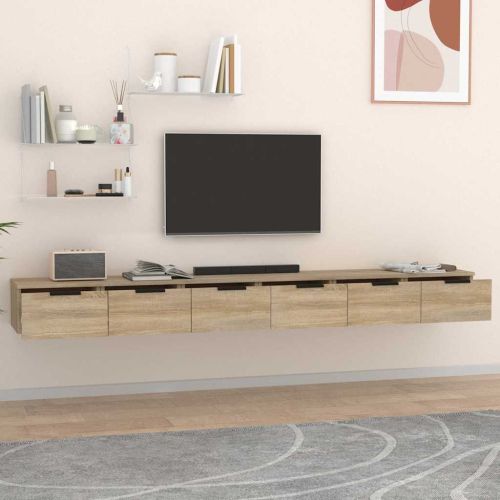 Стенни шкафове 2 бр сонома дъб 102x30x20 см инженерно дърво