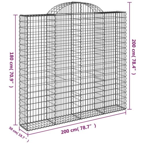 Габионни кошници арка 3 бр 200x50x180/200 см поцинковано желязо