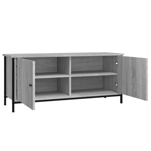 ТВ шкаф с врати, сив сонома, 102x35x45 см, инженерно дърво