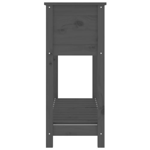 Плантер с рафт, сив, 111,5x34,5x81 см, борово дърво масив