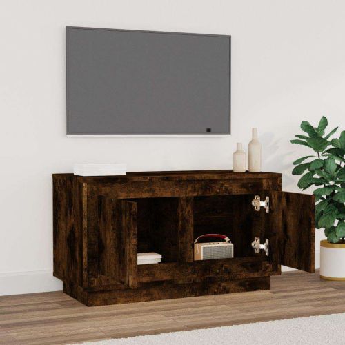 ТВ шкаф, опушен дъб, 80x35x45 см, инженерно дърво