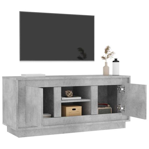 ТВ шкаф, бетонно сиво, 102x35x45 см, инженерно дърво