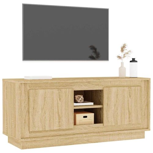 ТВ шкаф, бетонно сиво, 102x35x45 см, инженерно дърво