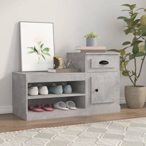 Шкаф за обувки, бетонно сив, 100x42x60 см, инженерно дърво