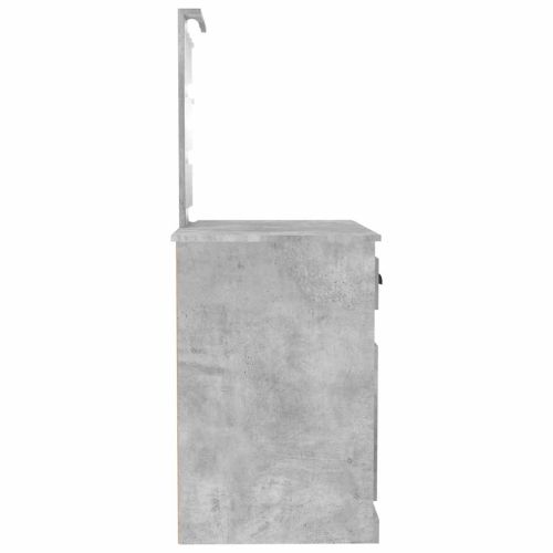 Тоалетка с LED, бетонно сиво, 90x50x132,5 см, инженерно дърво
