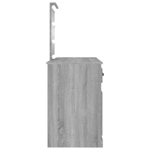 Тоалетка с LED, сив сонома, 130x50x132,5 см
