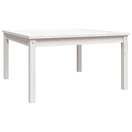 Градинска маса, бяла, 82,5x82,5x45 см, борово дърво масив