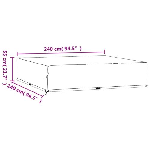 Покривало за градински мебели 16 капси 240x240x55 см квадратно