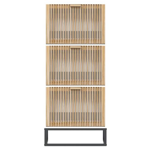 Шкаф за обувки, бял, 52x25x120 см, инженерно дърво