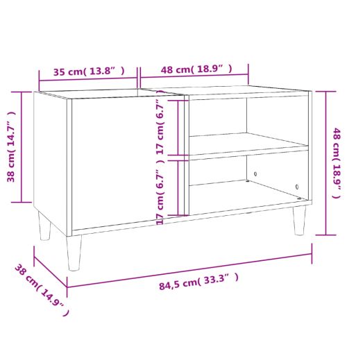 Шкаф за грамофонни плочи сив 84,5x38x48 см инженерно дърво